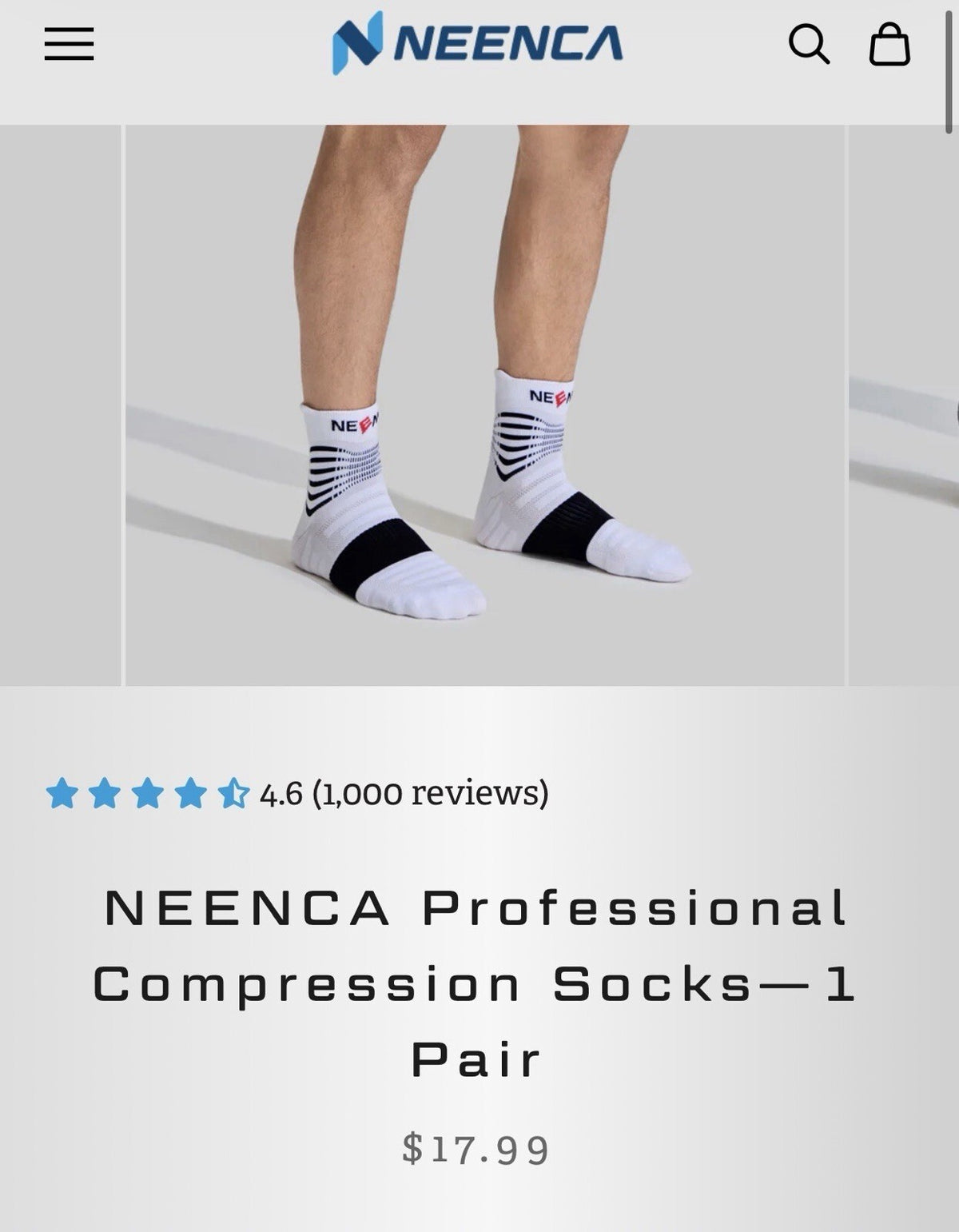 NEENCA Professional Compression Socks S/M Unisex Knee High 1 Pair New