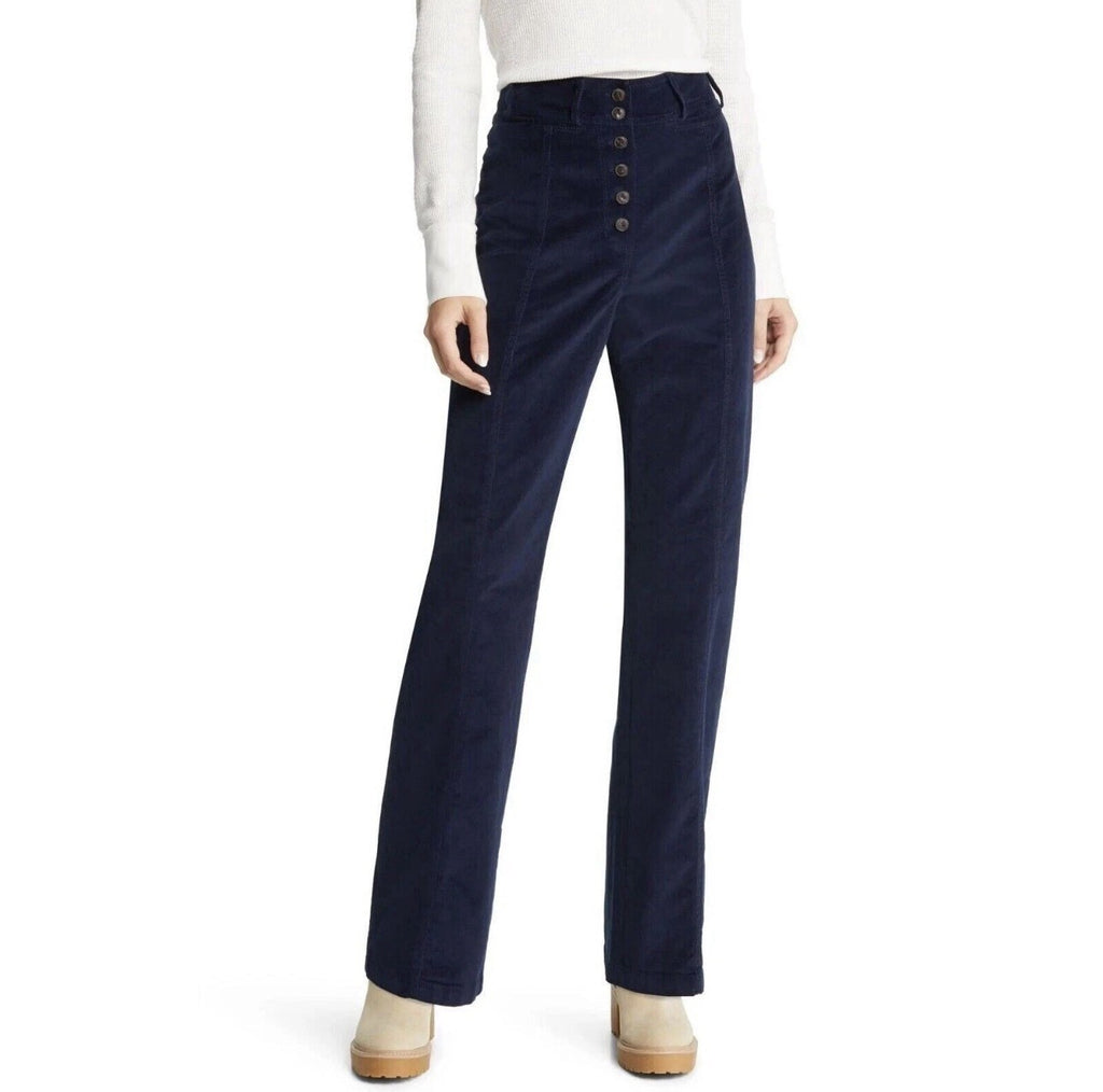 Treasure & Bond Dark Blue Exposed Button Corduroy Pants Size 10 30x31 Women's
