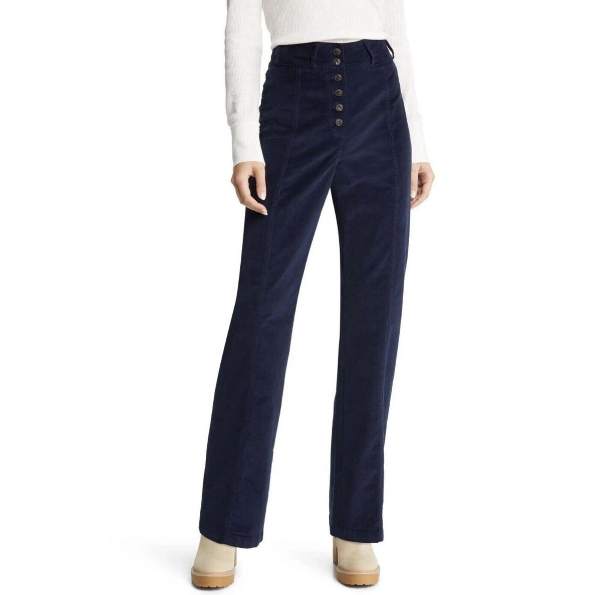 Treasure & Bond Dark Blue Exposed Button Corduroy Pants Size 10 30x31 Women's