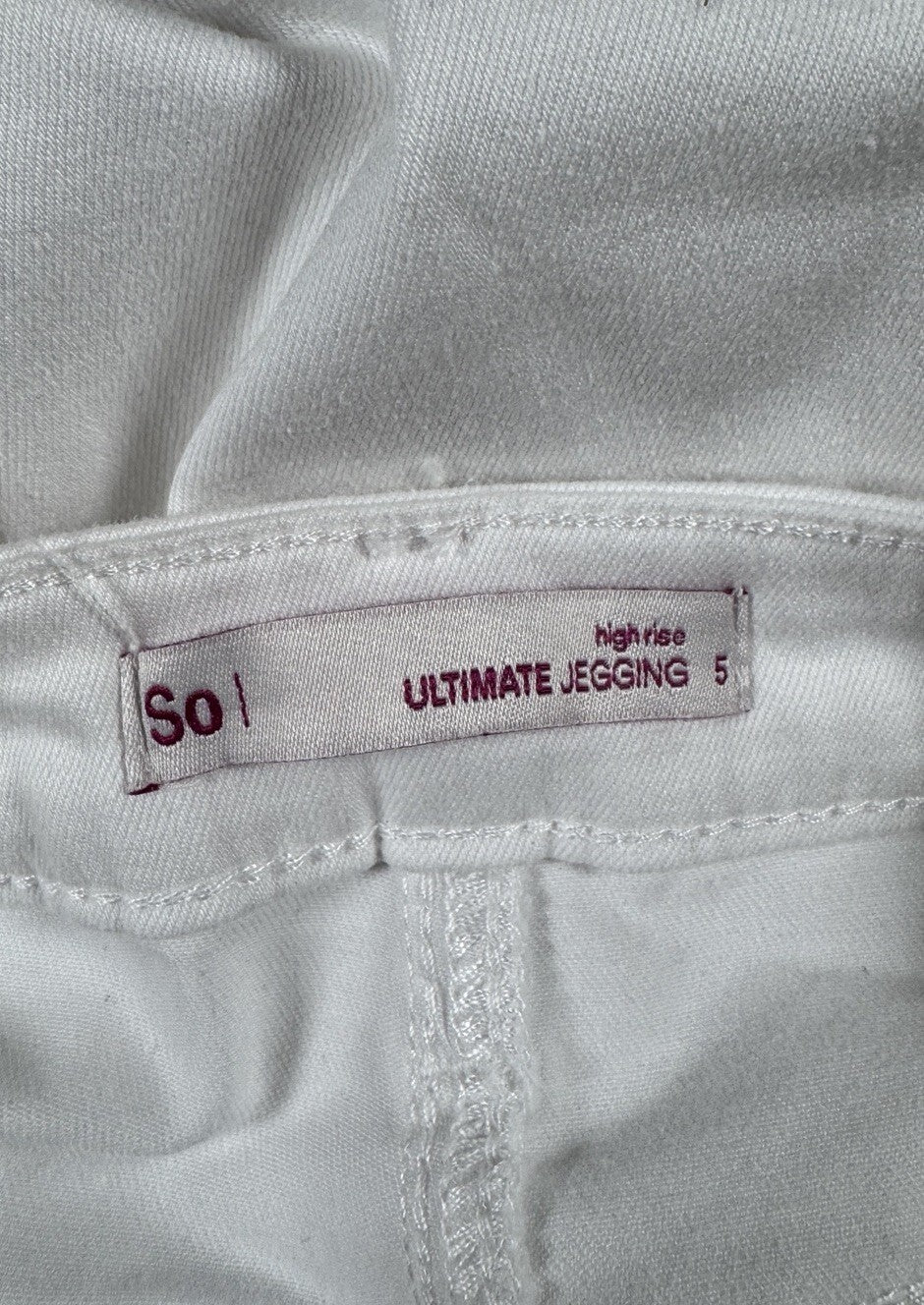 So Juniors Ultimate Jegging White Jeans Size 5 High Rise Skinny Stretch Pants