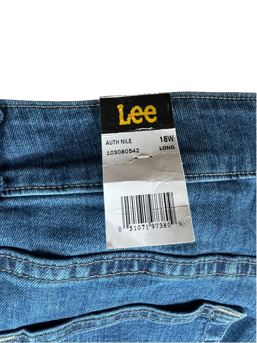 Lee Relaxed Fit Straight Leg Mid Rise Blue Medium Wash Denim Jeans 18W Long
