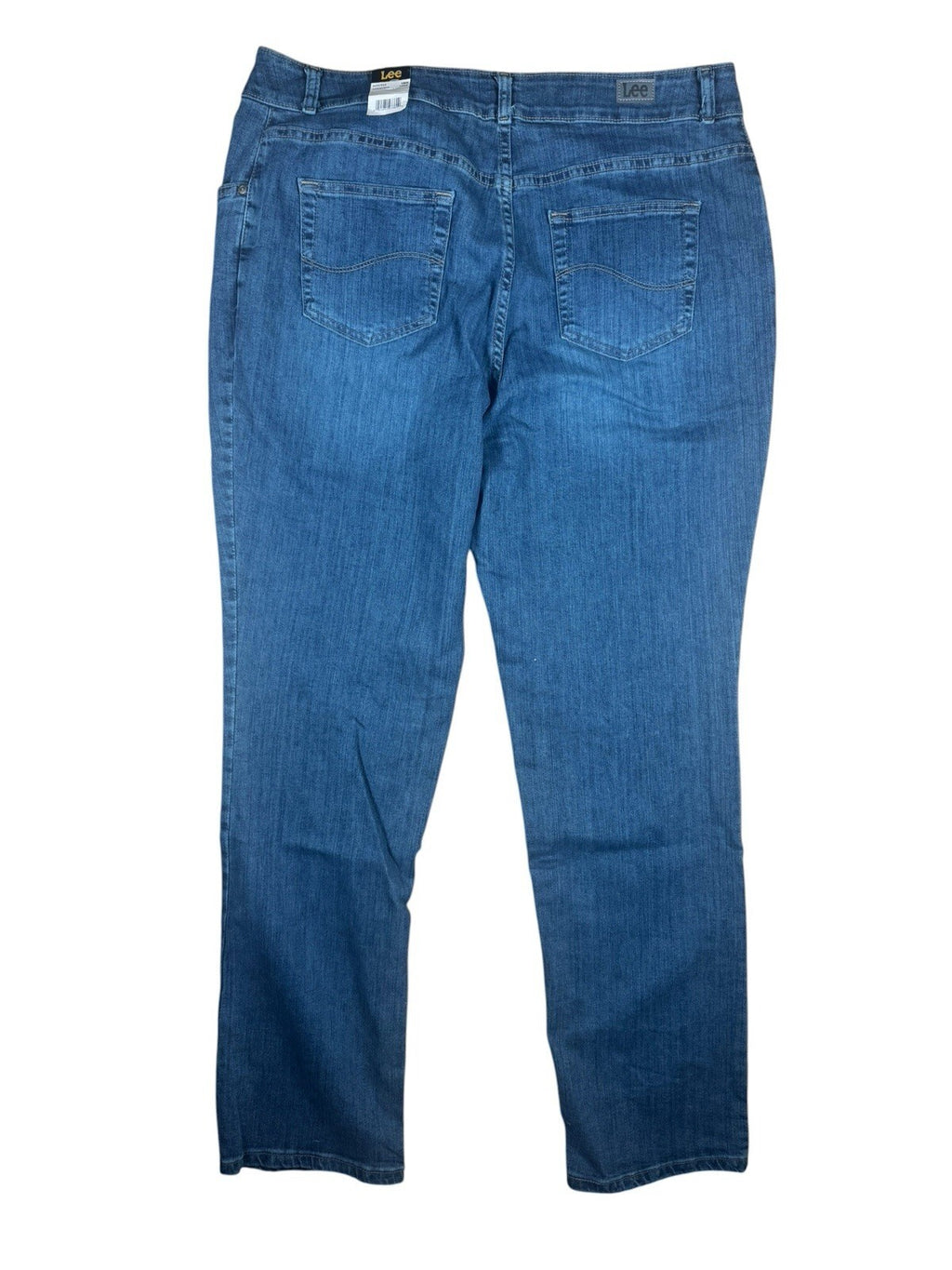 Lee Relaxed Fit Straight Leg Mid Rise Blue Medium Wash Denim Jeans 18W Long