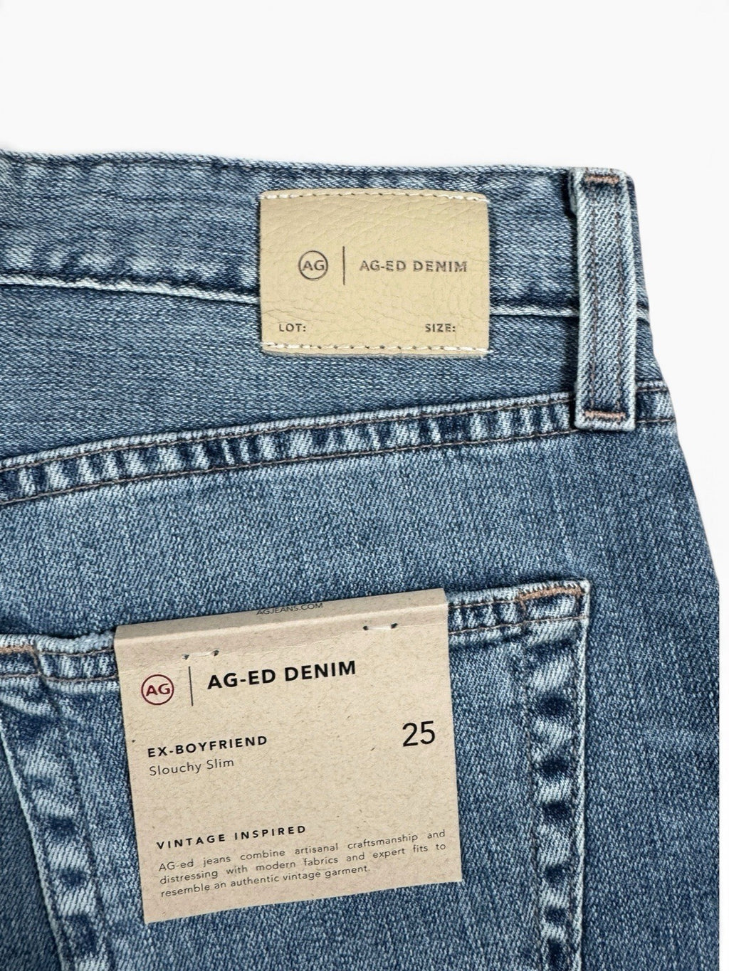 AG-ED Denim Ex-Boyfriend Slouchy Slim Jeans Women’s Size 25 Blue Denim