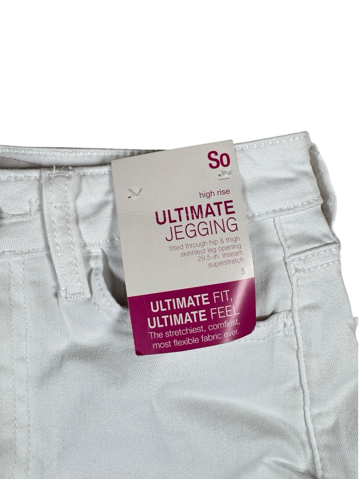 So Juniors Ultimate Jegging White Jeans Size 5 High Rise Skinny Stretch Pants