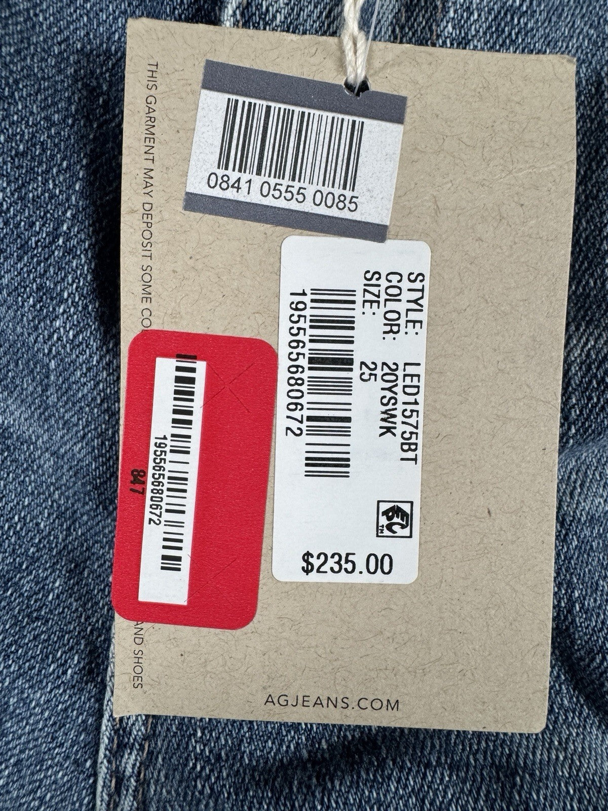 AG-ED Denim Ex-Boyfriend Slouchy Slim Jeans Women’s Size 25 Blue Denim